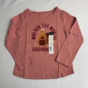 Okie Dokie Toddler Girls Round Neck Long Sleeve Graphic T-Shirt Size 4T Rose